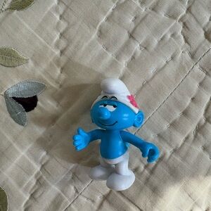 Vanity Style Blue Smurf Figurine with White Hat